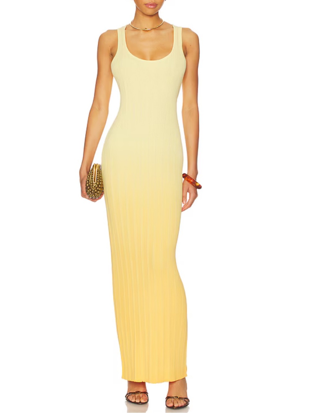 SNDYS - Odessa Knit Maxi Dress in Mango Ombre, XS